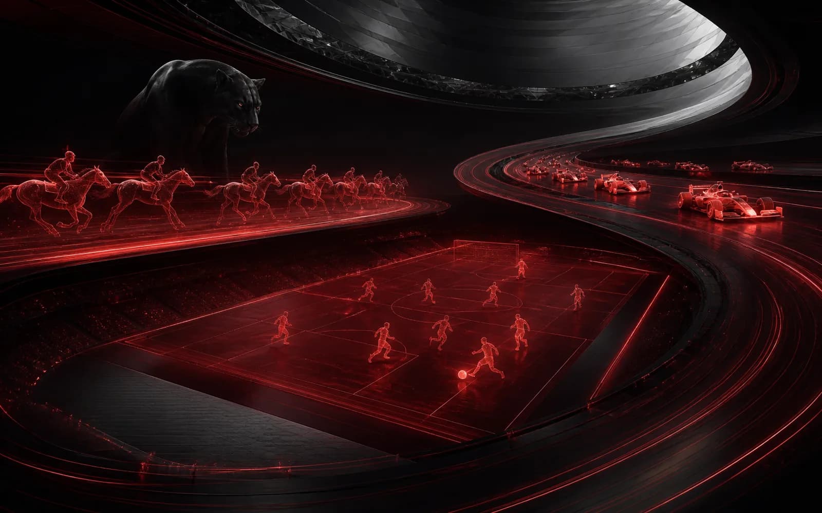 Virtual sports betting platform showing a digitally generated racing event